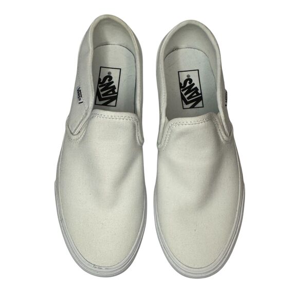 NEW VANS women's size 9 Asher Classic slip on true white skater canvas shoes - Picture 1 of 13
